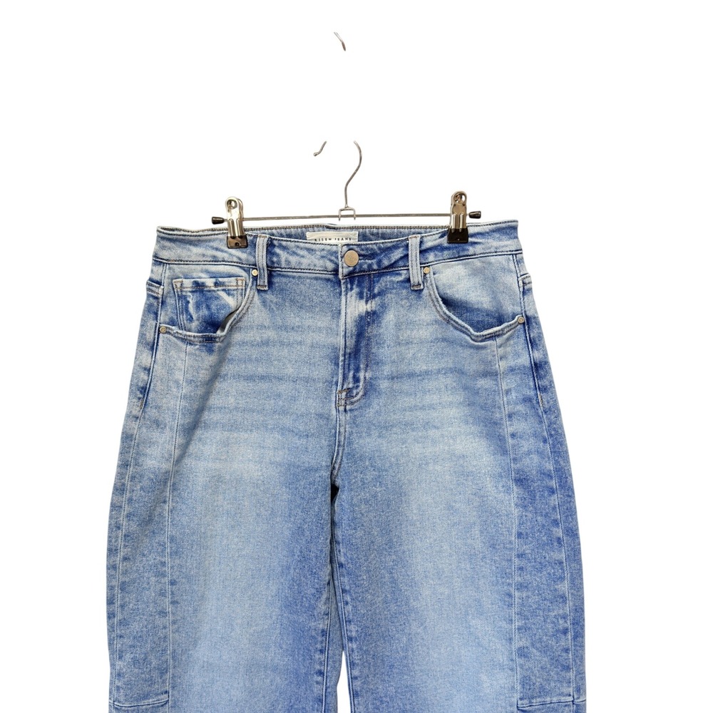Risen Jeans Barrel Leg Women 9 29 (31 taped) Light Wash Seam Detail RDP5933 - Picture 3 of 13